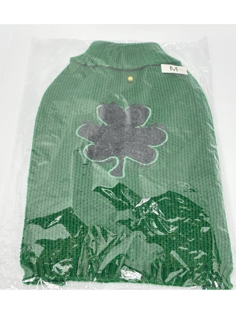 St Patricks Day Shamrock Dog Sweater Green Knit Turtleneck Puppy Clothes Size M